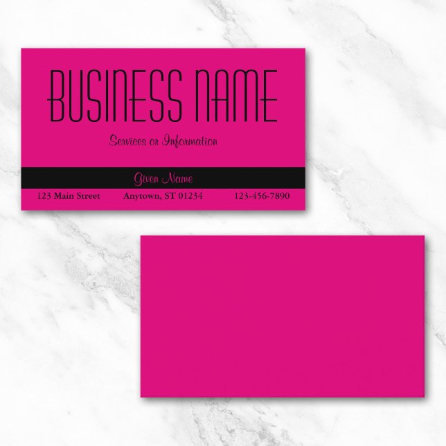 Varmt rosa och svart visitkort (Hot Pink and Black Business Card)
