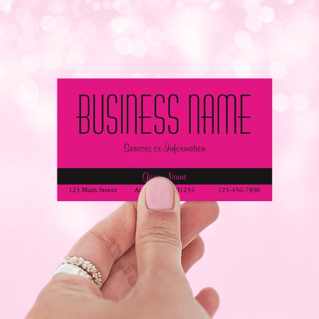 Varmt rosa och svart visitkort (Hot Pink and Black Business Card)