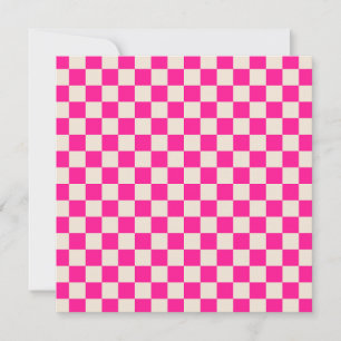 Varmt rosa och tanfärgad schackrutemönster tack kort