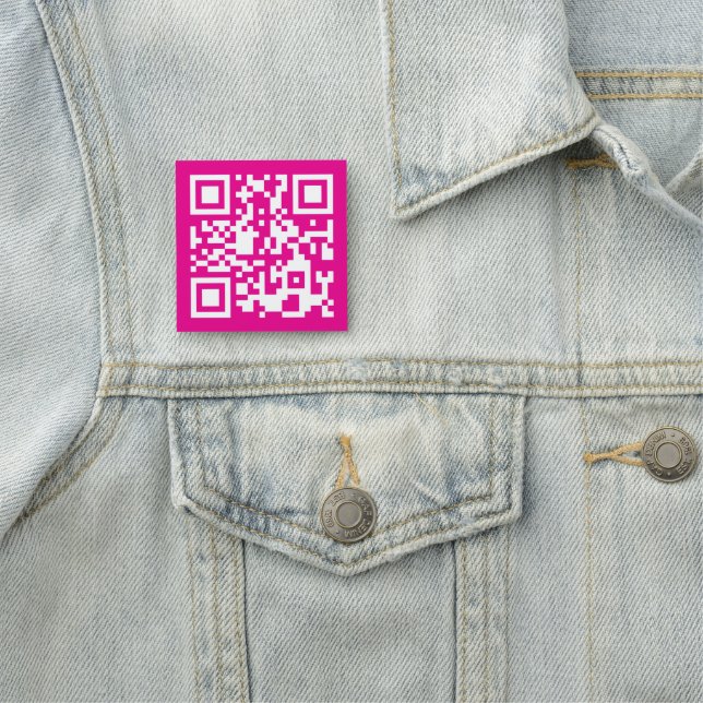 Varmt rosa och vit QR-kod Namnbricka (På plats)