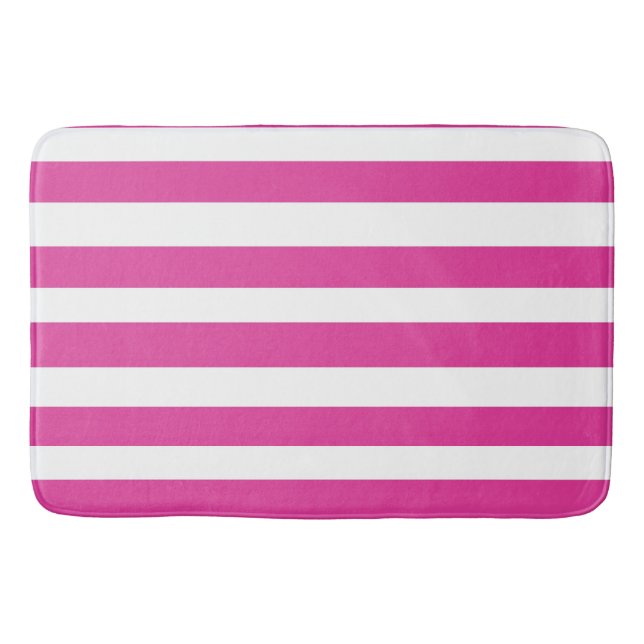 Varmt rosa och vita ränder badrumsmatta (Framsidan)