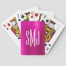 Varmt rosa ombré folie tre bokstäver monogram casinokort