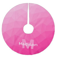 Varmt rosa ombré geometriskt nätmönster Monogram