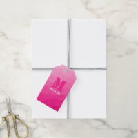 Varmt rosa ombré geometriskt nätmönster Monogram