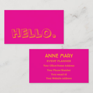 Varmt Rosa Orange Gult Hej Neon Färg Retro Visitkort