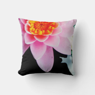 Varmt rosa & orange lotus vattenlilja blomma kudde