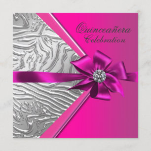 Varmt rosa Quinceanera-födelsedagsfest Inbjudningar