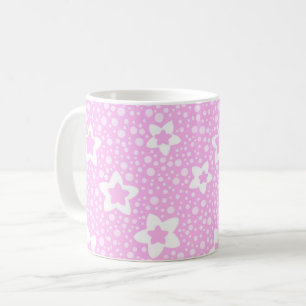 Varmt rosa retro prickar med blommönster kaffemugg
