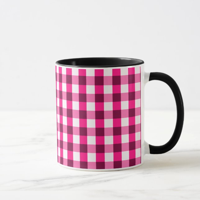 Varmt rosa rutigt mönster mugg (Höger)