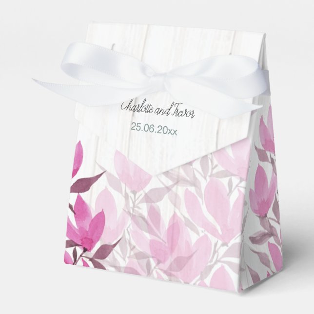 Varmt rosa vildblommor akvarell handmålad presentaskar (Framsidan Sidan)