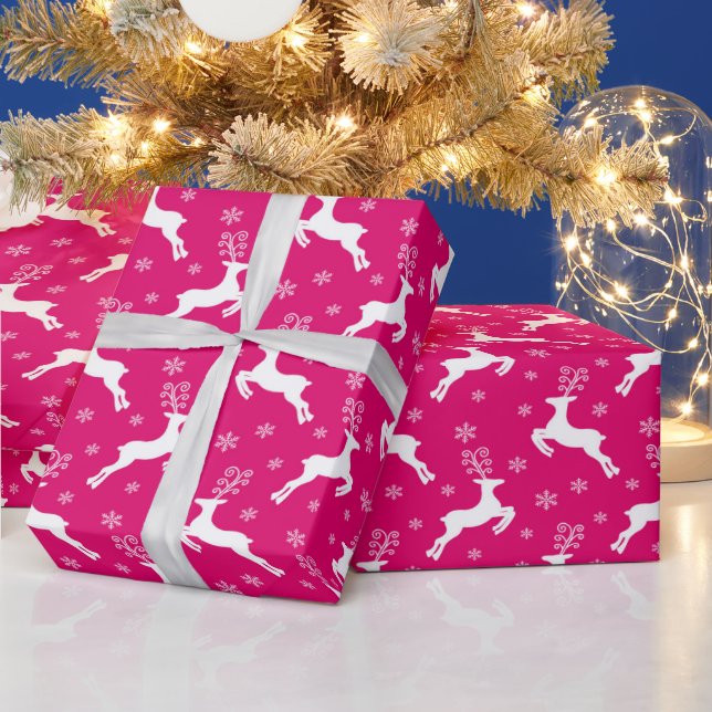 Varmt Rosa Vinter Jul Renar Presentpapper (Helgdagar)