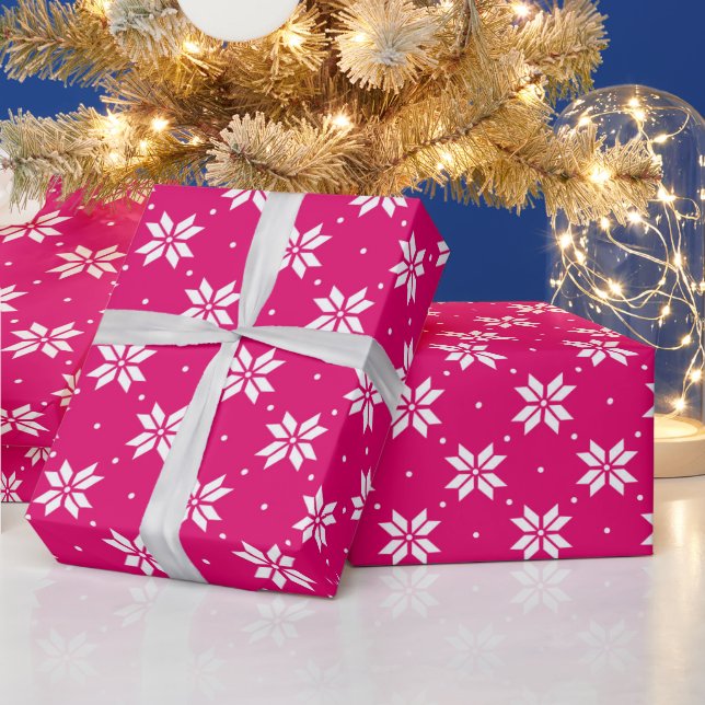Varmt Rosa Vinter Julmönster Presentpapper (Helgdagar)