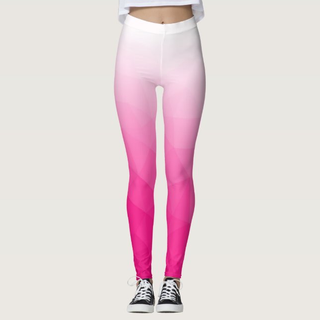 Varmt rosa vit gradient geometrisk nätmönster leggings (Framsida)