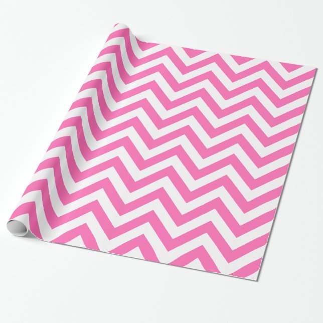 Varmt Rosa XL Chevron ZigZag Mönster Presentpapper (Utrullad)