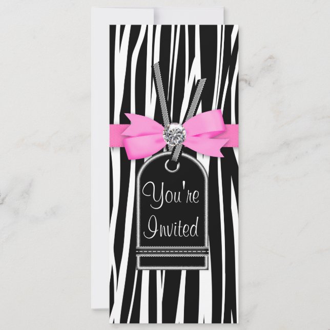 Varmt Rosa Zebrapartaj Invitation Mall (Framsida)