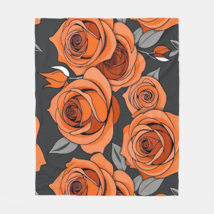 Varmt Rostiga Orange Rosor Fleecefilt
