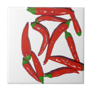Varmt rött Chilipepparmönster Kakelplatta