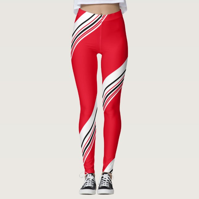 Varmt rött kärnfullt randmönster leggings (Framsida)