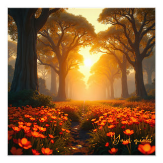 Varmt solljus Vildblomma Landskap Natur Fototryck