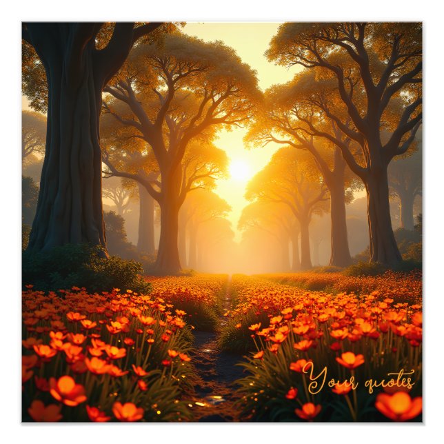 Varmt solljus Vildblomma Landskap Natur Fototryck (Framsidan)