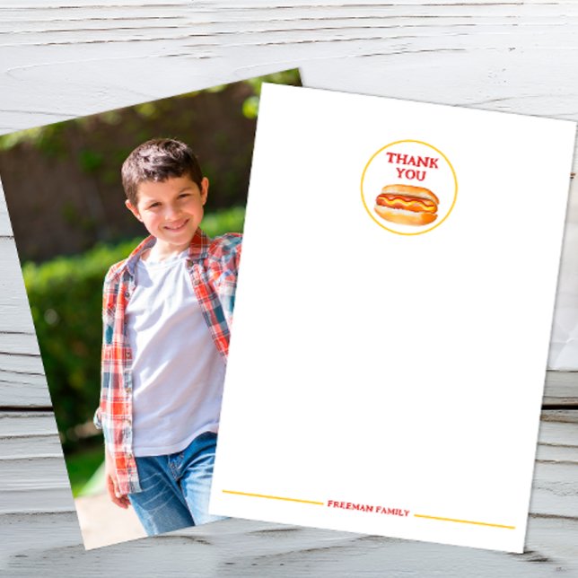 Varmt Tack Kort för Fotot – Barn BBQ Grillfest Bi (Thank You Card)