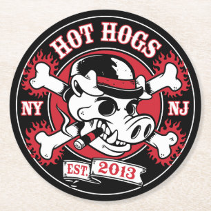 Varmt underlägg för Hogs™ klassikersvart Papper Rund