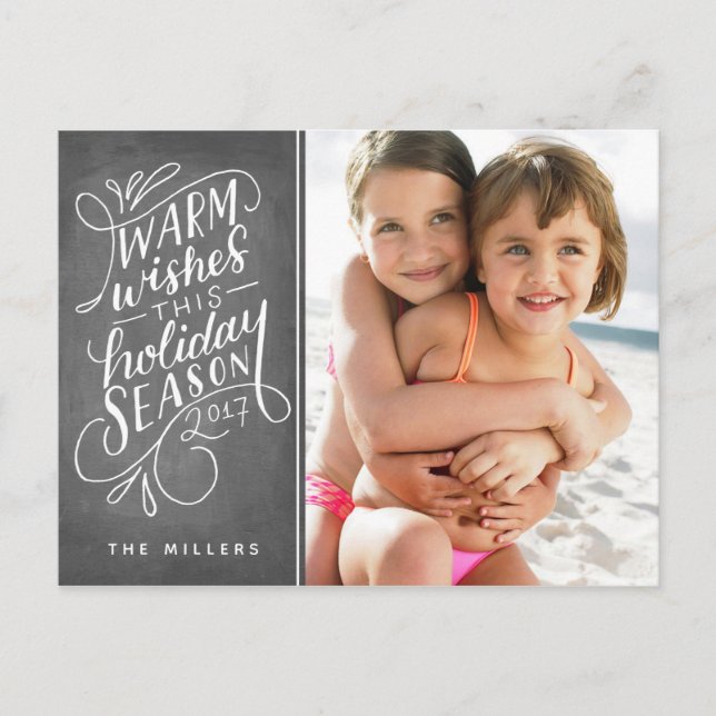 Varmt välkommen denna semester handritat 1-foto helg vykort (Framsida)