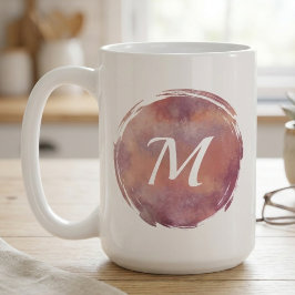Varmt vattenfärgsmonogram med penseldrag kaffemugg