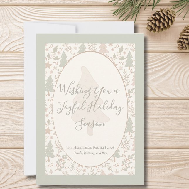 Varmt Vinterönskan – Personlig Julkortskort Julkort (Sage Green Flat Personalized Holiday Greeting Card)