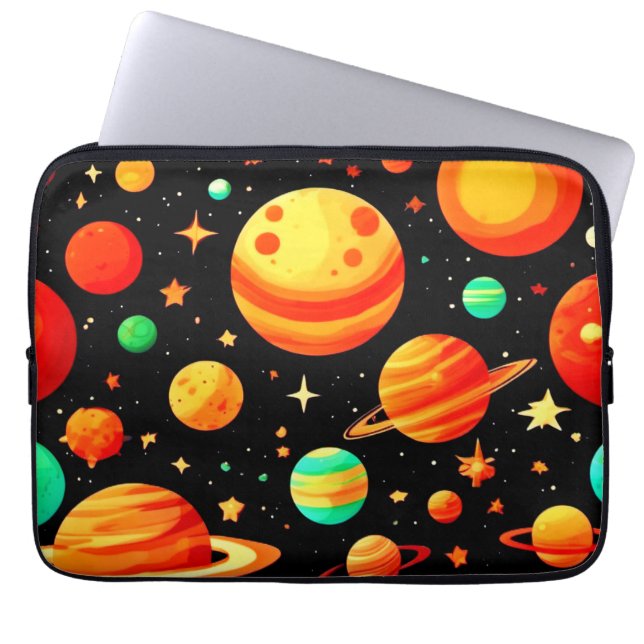 Varmtonad Kosmisk Tecknad Konst Laptop Fodral (Framsidan)