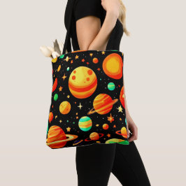 Varmtonad Kosmisk Tecknad Konst Tygkasse