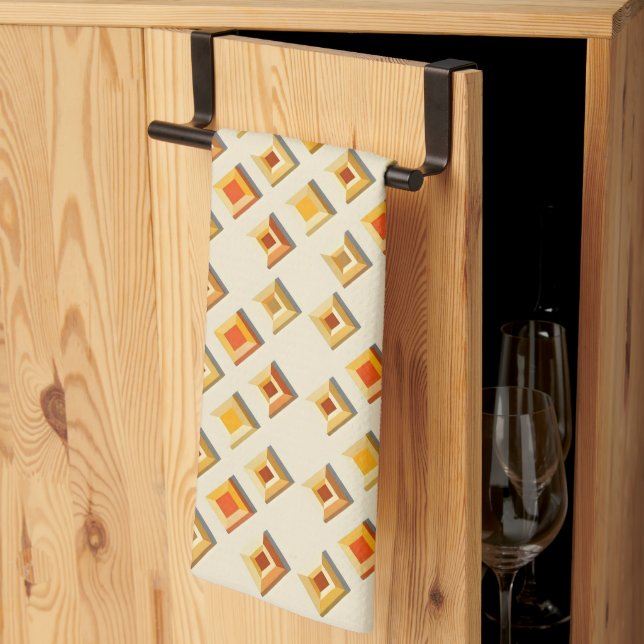Varmtonat präglat geometriskt diamantmönster kökshandduk (Thirds Fold)