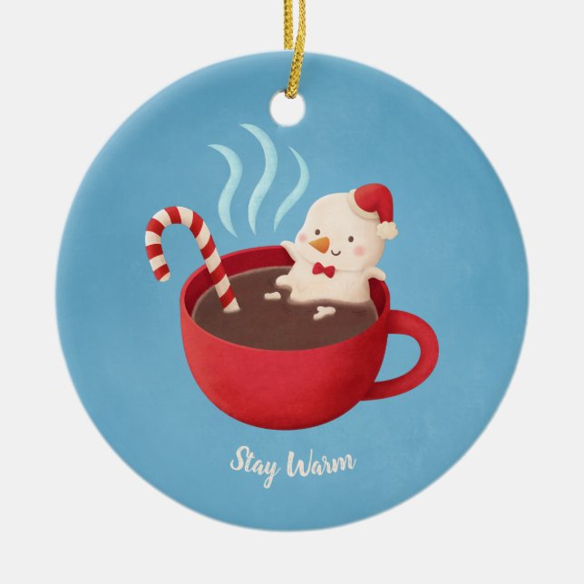 Varmväderssnuggis i kopp julgransprydnad keramik (Framsidan)