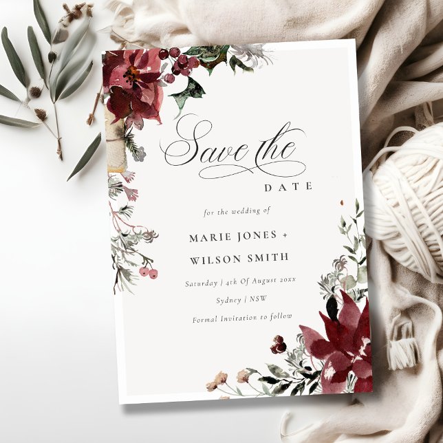 Varmvinter Festive Foliage Save Date Card Tack Kort (Skapare uppladdad)