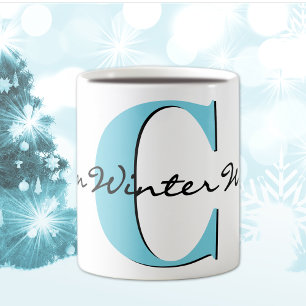 Varmvinter Önskemål Bold Blue Brev 11oz Classic Kaffemugg