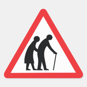 VARNA åldringfolk - UK trafikerar undertecknar Triangelformat Klistermärke