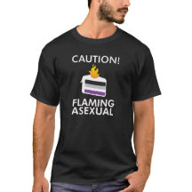 Varna! Flammande Asexual pride för T-tröja (mörk)