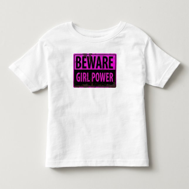 VARNA Flicka Kraft - Rosa Svart Metall Fara Skylt T Shirt (Framsida)