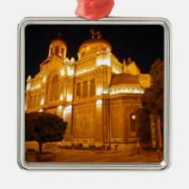 Varna katedral på natten julgransprydnad metall