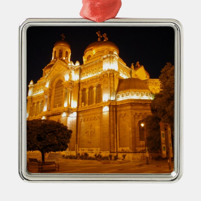 Varna katedral på natten julgransprydnad metall (Framsidan)