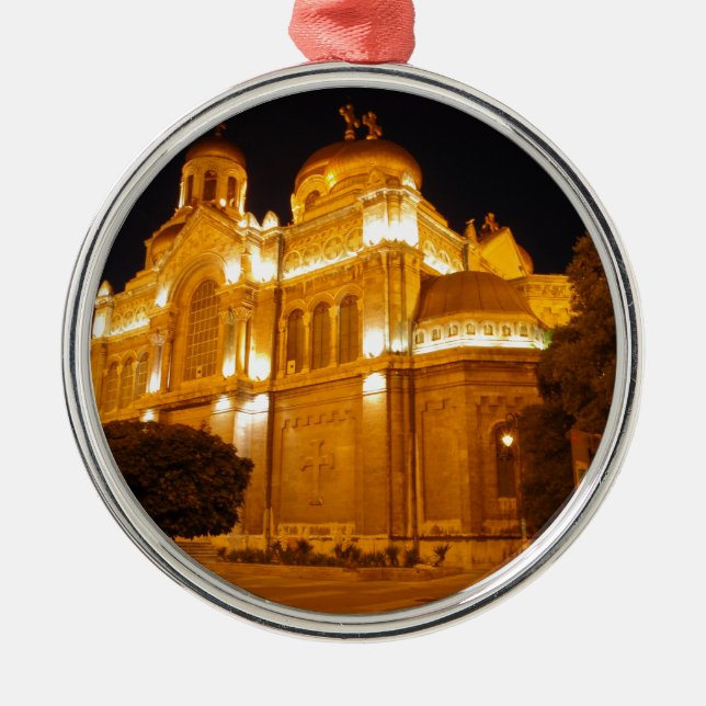 Varna katedral på natten julgransprydnad metall (Framsidan)