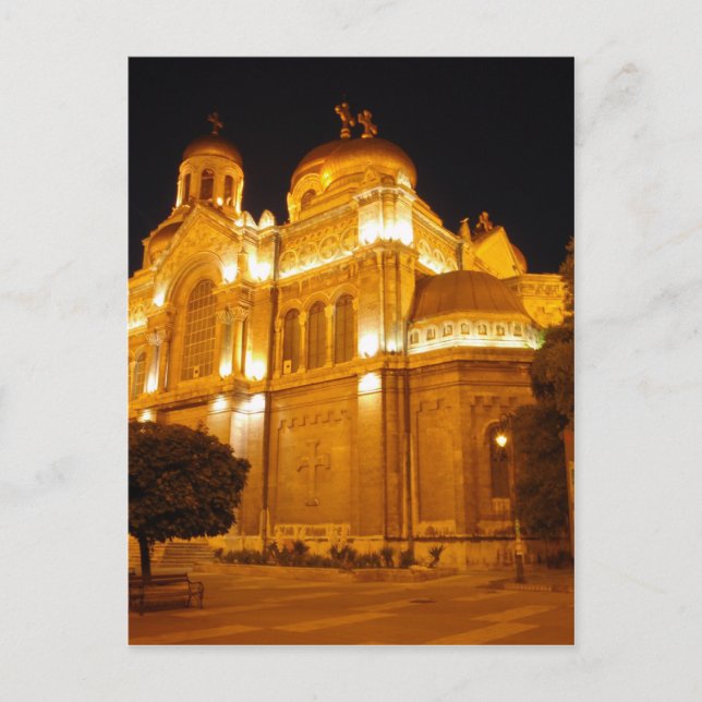 Varna katedral på natten vykort (Framsida)