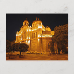 Varna katedral på natten vykort