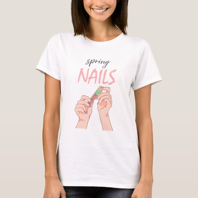 Vårnaglar – Glansig stil T Shirt (Framsida)