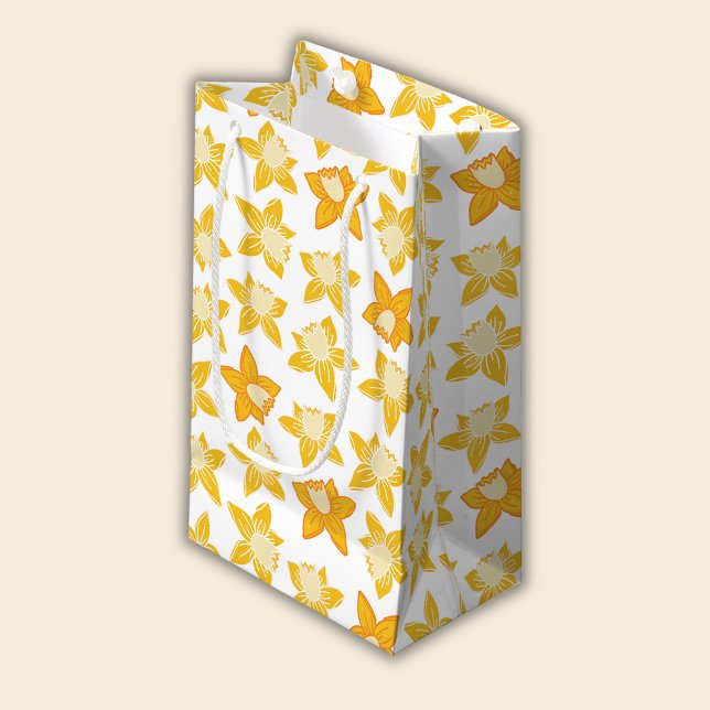 Vårnarcissmönster (Daffodil spring floral gift bag)