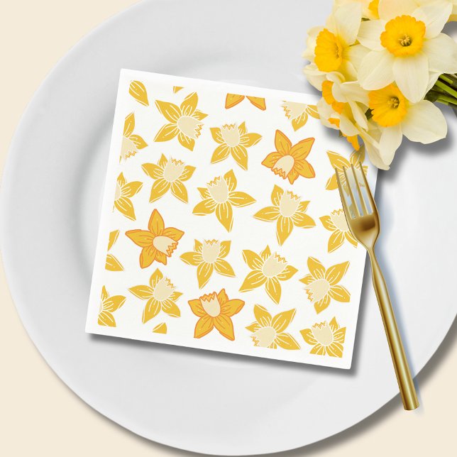 Vårnarcissmönster Pappersservett (Daffodil spring floral paper napkins)