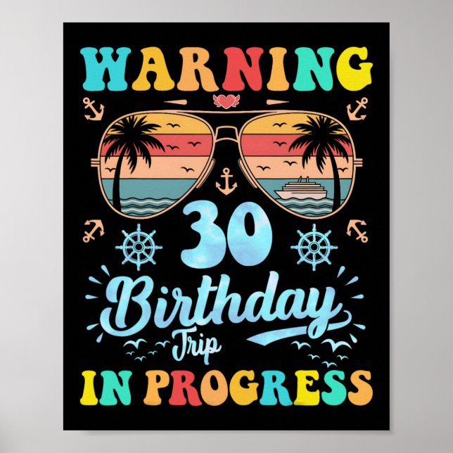 Varning 30-årsfirande resa pågår rolig kryssning poster (Framsidan)