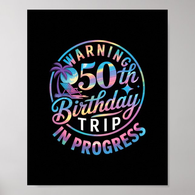 Varning 50-års födelsedagsresa pågår Födelsedag 50 Poster (Framsidan)