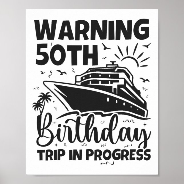 Varning 50-årsdagstripp Pågår 50 År Gammal Poster (Framsidan)