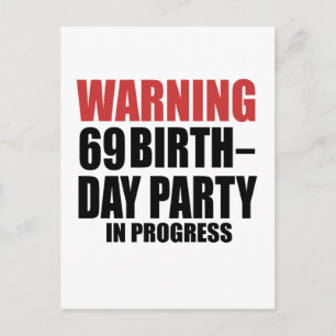 Varning 69 Födelsedagsfest Pågår Inbjudan Vykort